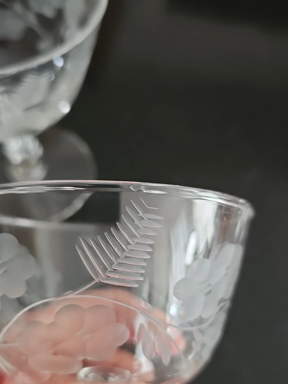4 Vintage Etched Sherbert Glasses
